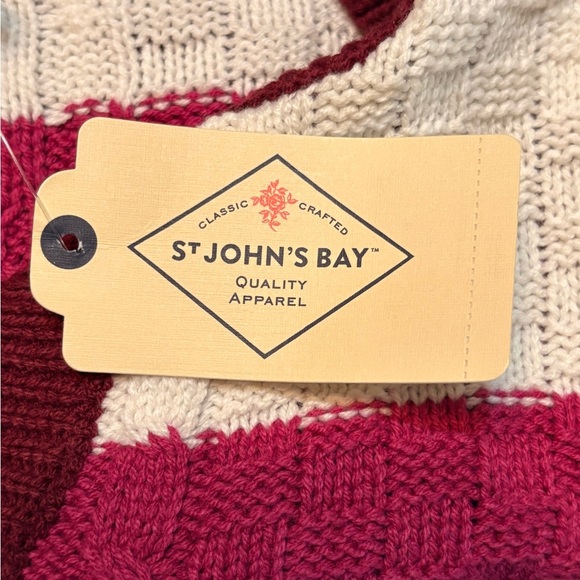 St. John's Bay Pullover Color-block Striped V-Neck Sweater NWT size Small - Picture 3 of 13